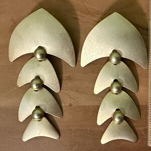 Vintage Articulated Abstract Geometric Golden Fishbone Earrings